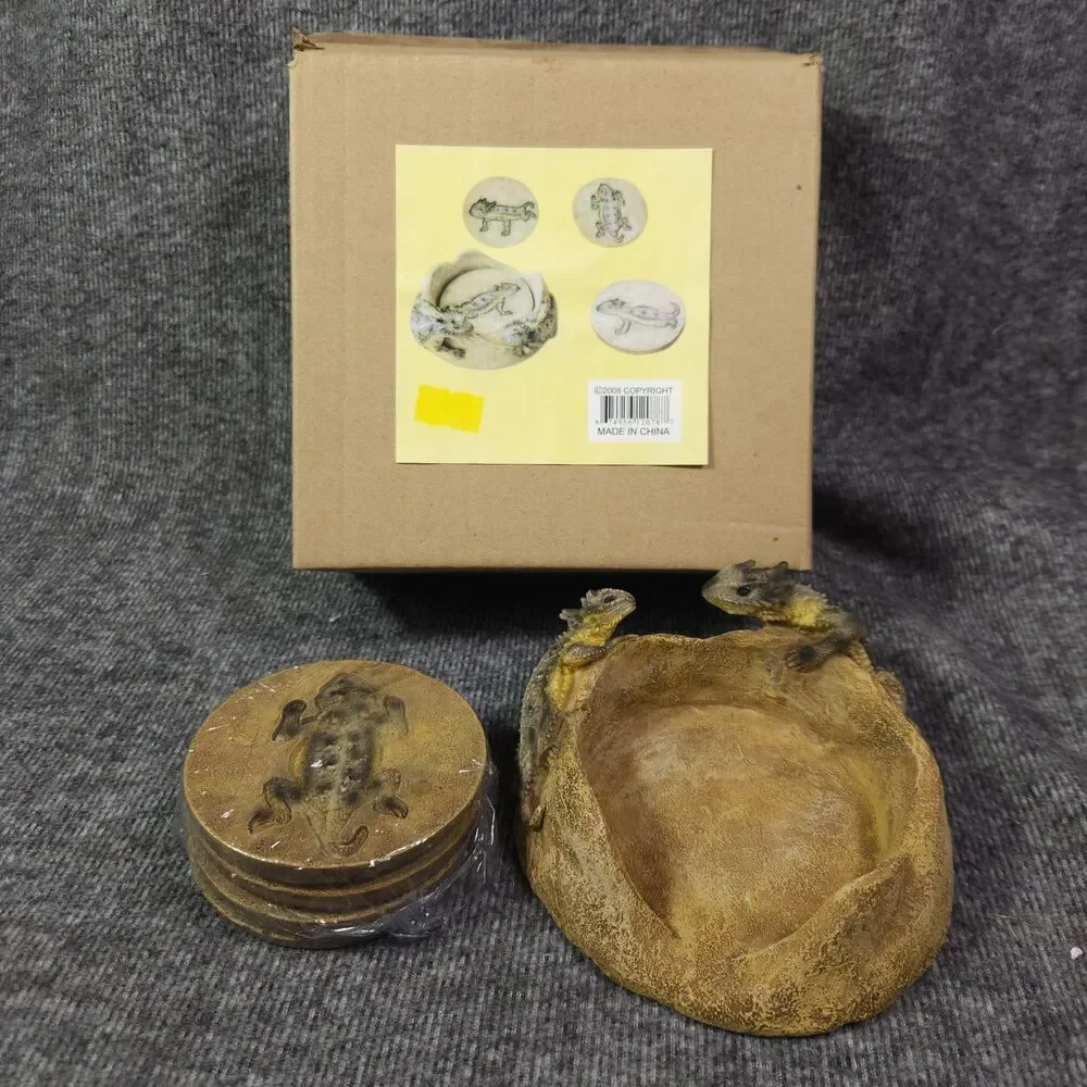 New Bearded Dragon Lizard Coasters Set of 4 Realistic Lizard Decor